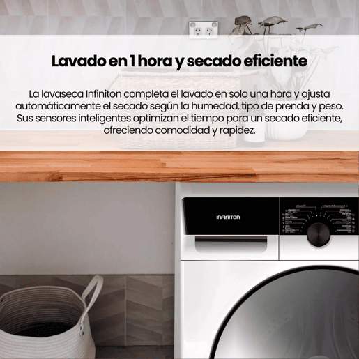Máquina de Lavar e Secar Infiniton WSD-K0A7D5BL, 10 kg  7 kg, 1500 RPM, AD, 14 Programas, Branco