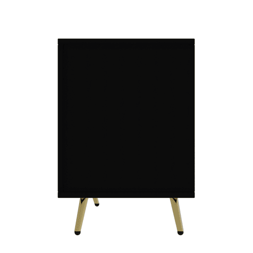 Aparador 160 cm - Quatro portas, puxadores dourados escovados e pés brilhantes - Preto + Madeira