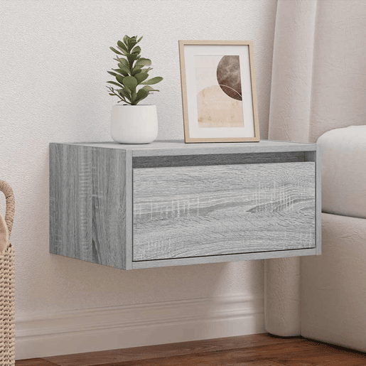 Mesa De Cabeceira De Parede Mesinha De Cabeceira - com luzes LED cinzento sonoma
