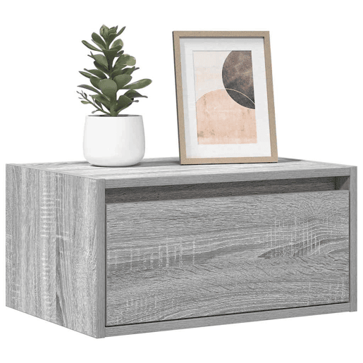 Mesa De Cabeceira De Parede Mesinha De Cabeceira - com luzes LED cinzento sonoma
