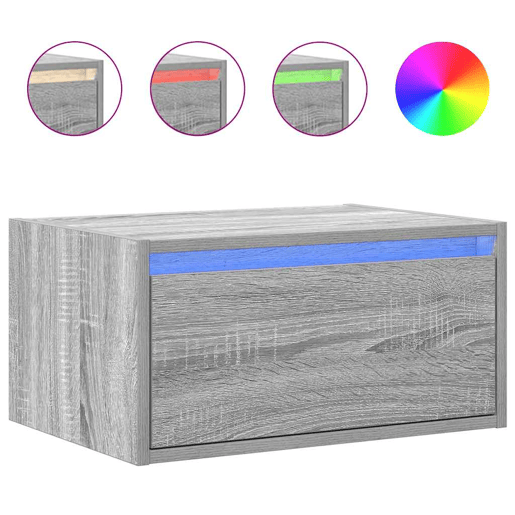 Mesa De Cabeceira De Parede Mesinha De Cabeceira - com luzes LED cinzento sonoma