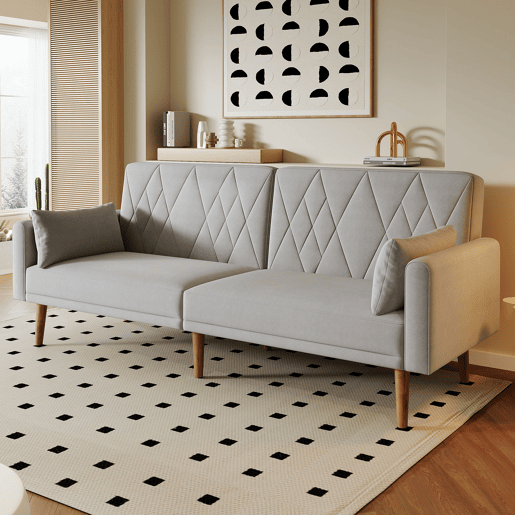 Sofá pequeno de 2 lugares - Sofá-cama com função de descanso - Cinza