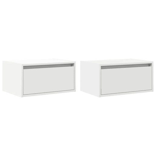 Lote de 2 Mesas De Cabeceira - Mesinhas De Cabeceira de parede com luzes LED branco