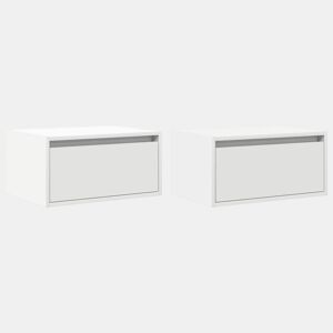 Lote de 2 Mesas De Cabeceira - Mesinhas De Cabeceira de parede com luzes LED branco