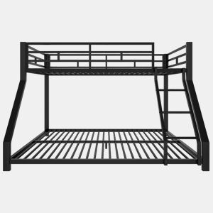 Cama beliche, 90200 cm + 140200 cm - com grade, escada, certificado EN747, sem colchão - Preto