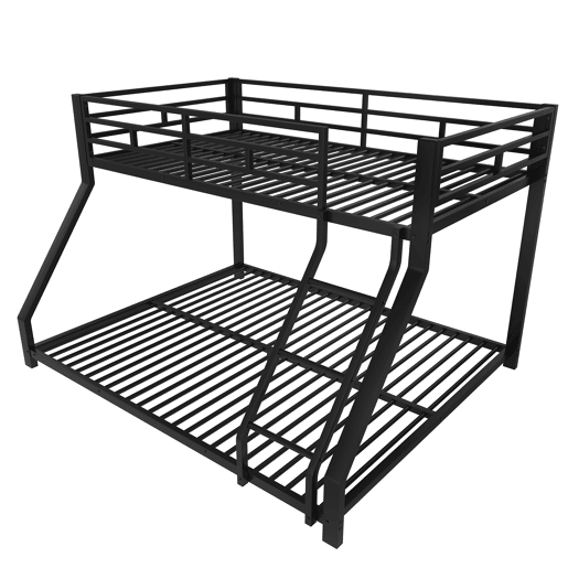 Cama beliche, 90200 cm + 140200 cm - com grade, escada, certificado EN747, sem colchão - Preto Cama beliche, 90200 cm + 140200 cm - com grade, escada, certificado EN747, sem colchão - Preto
