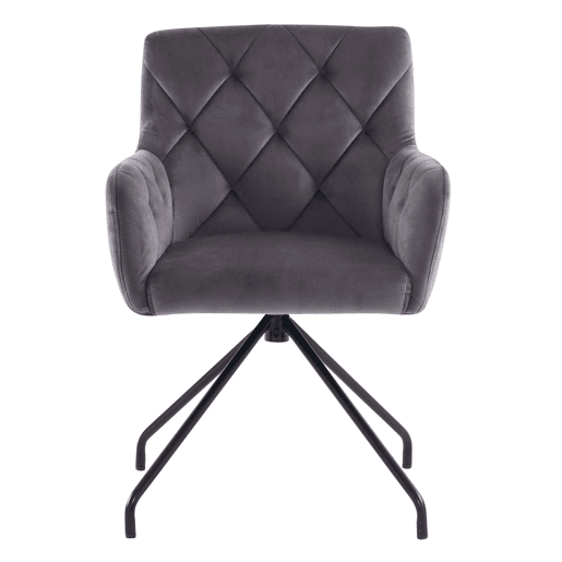 Conjunto de 2 cadeiras de jantar - Cadeira de sala moderna com apoio lombar, 4 pernas metálicas, design em losangos - Cinza