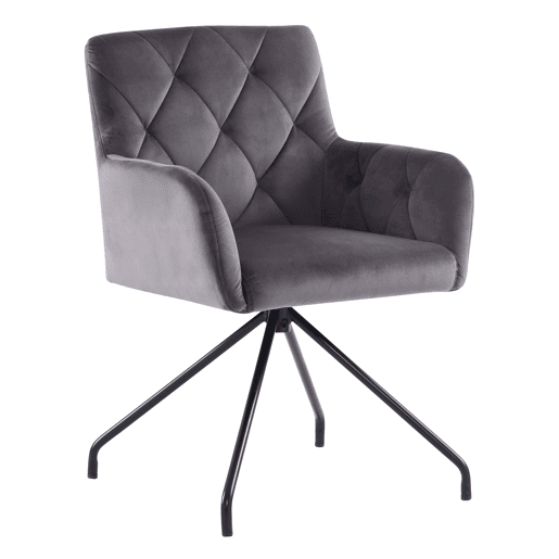 Conjunto de 2 cadeiras de jantar - Cadeira de sala moderna com apoio lombar, 4 pernas metálicas, design em losangos - Cinza