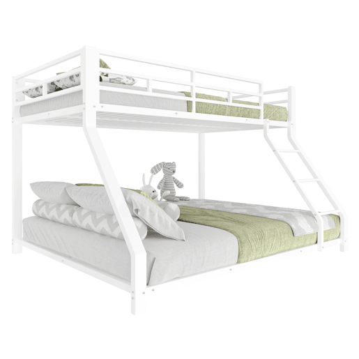 Cama beliche, 90200 cm + 140200 cm - Com grade, escada, certificado EN747, sem colchão - Branco Cama beliche, 90200 cm + 140200 cm - Com grade, escada, certificado EN747, sem colchão - Branco