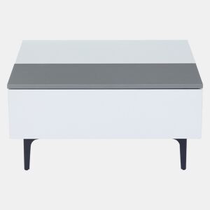 Mesa de café elevável 707035 cm - Mesa de sala com arrumação oculta e prateleiras, secretária com LED, mesa com gavetas - Branco