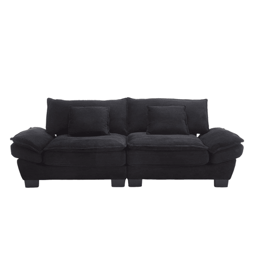 Sofá moderno de 2 lugares - com cama extra, almofada incluída, confortável e espaçoso - Preto Sofá moderno de 2 lugares - com cama extra, almofada incluída, confortável e espaçoso - Preto