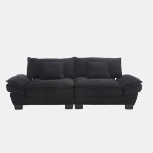 Sofá moderno de 2 lugares - com cama extra, almofada incluída, confortável e espaçoso - Preto
