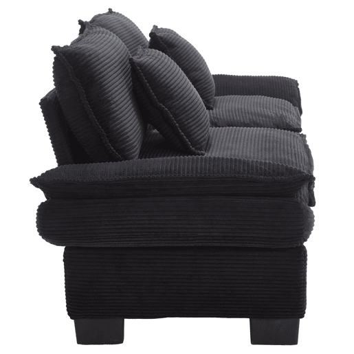 Sofá moderno de 2 lugares - com cama extra, almofada incluída, confortável e espaçoso - Preto Sofá moderno de 2 lugares - com cama extra, almofada incluída, confortável e espaçoso - Preto