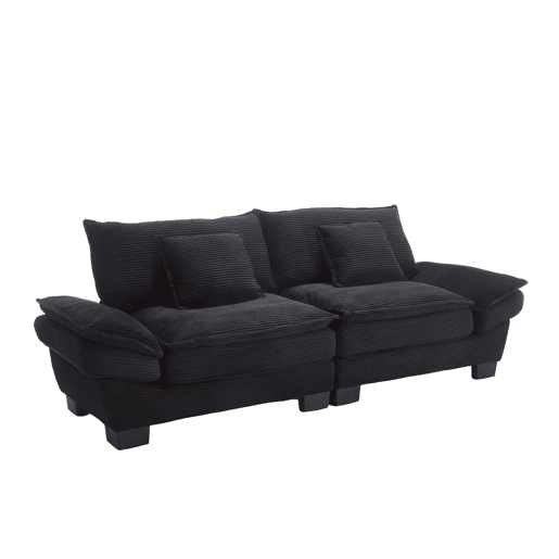Sofá moderno de 2 lugares - com cama extra, almofada incluída, confortável e espaçoso - Preto Sofá moderno de 2 lugares - com cama extra, almofada incluída, confortável e espaçoso - Preto