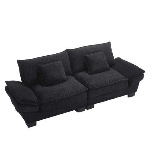 Sofá moderno de 2 lugares - com cama extra, almofada incluída, confortável e espaçoso - Preto Sofá moderno de 2 lugares - com cama extra, almofada incluída, confortável e espaçoso - Preto