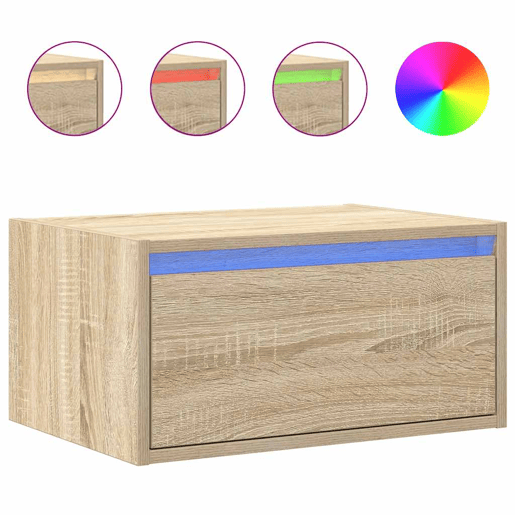 Mesa De Cabeceira De Parede Mesinha De Cabeceira - com luzes LED carvalho sonoma