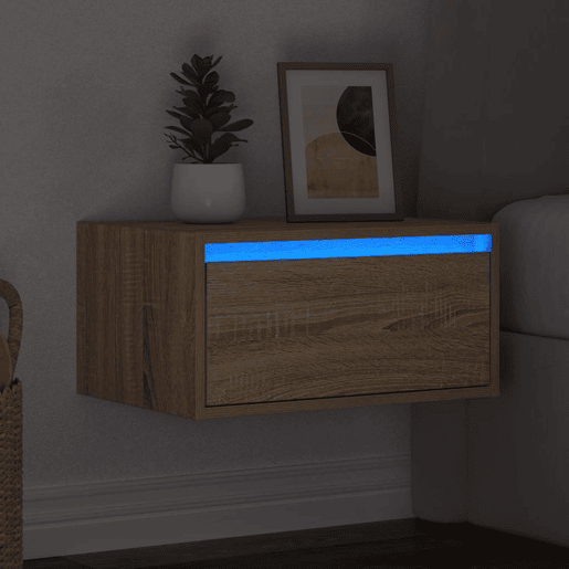 Mesa De Cabeceira De Parede Mesinha De Cabeceira - com luzes LED carvalho sonoma
