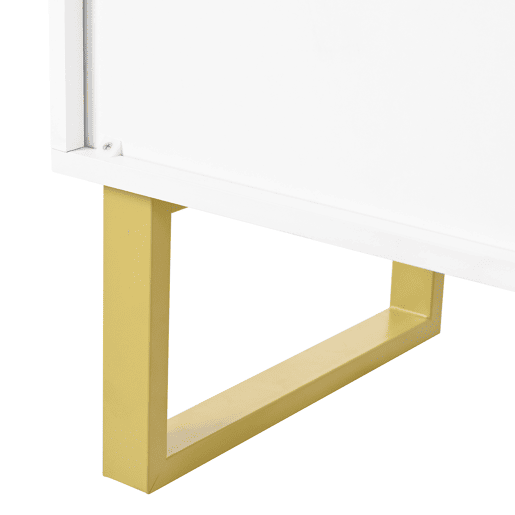Aparador 140x40x80 cm - Design geométrico, 4 portas, com puxadores e pés em metal - Branco