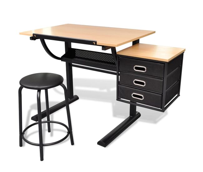 Escritorio - mesa de ordenador inclinable con tablero de dibujo y taburete mesa de dibujo