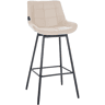 Banqueta giratória x1 com apoio para os pés estofamento em PVC creme base de metal preto com quatro pés 10_0005468