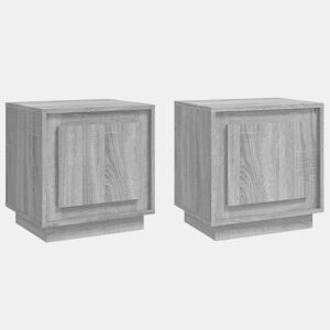 Lote de 2 Mesas De Cabeceira - Mesinhas De Cabeceira 44x35x45cm derivados madeira cinza sonoma