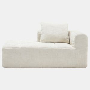 Sofá chaise longue confortável - sem montagem, macio com almofadas, bolsos laterais para comando remoto e telemóvel - Bege