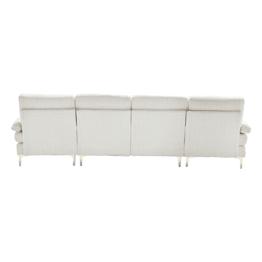 Sofá seccional grande em U - Chenille com chaise longue dupla - Bege