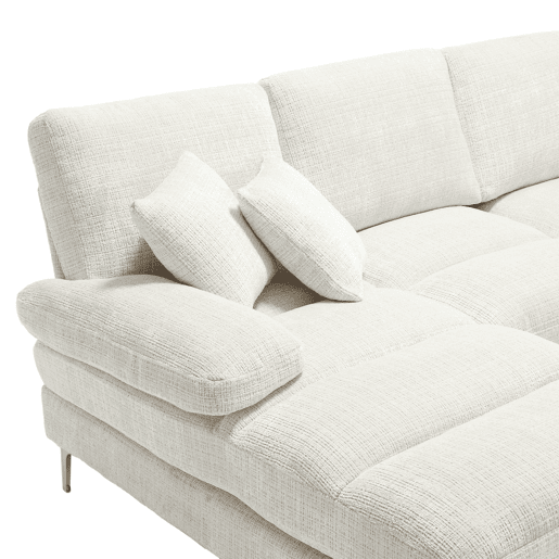 Sofá seccional grande em U - Chenille com chaise longue dupla - Bege
