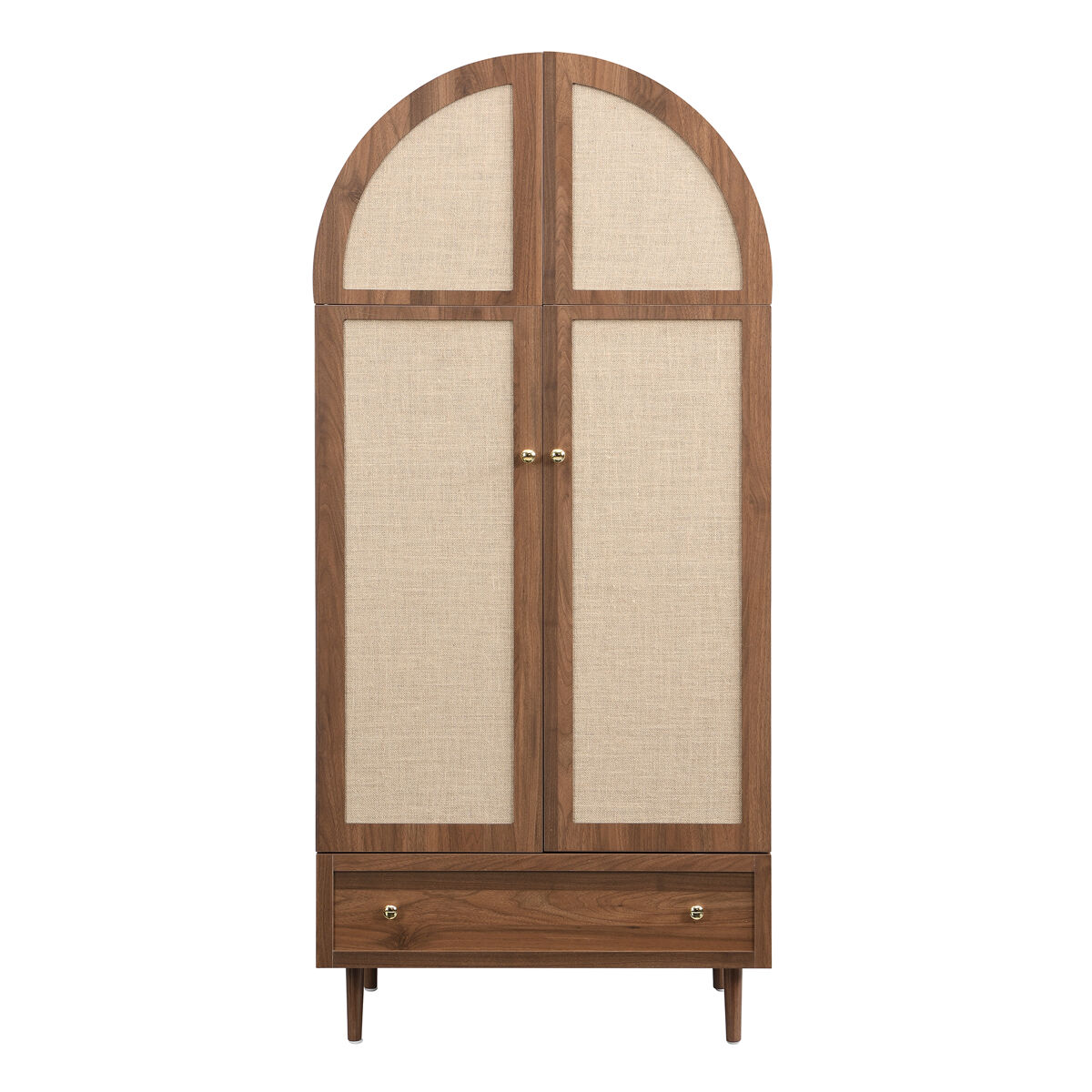 Armario elegante con puertas de tela y cajón - aparador - madera, pies de madera estables, práctico almacenamiento para ropa y accesorios