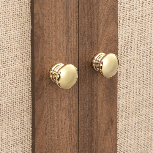 Armário elegante com portas de tecido e gaveta - Aparador - Madeira, pés de madeira estáveis, armazenamento prático para roupas e acessórios