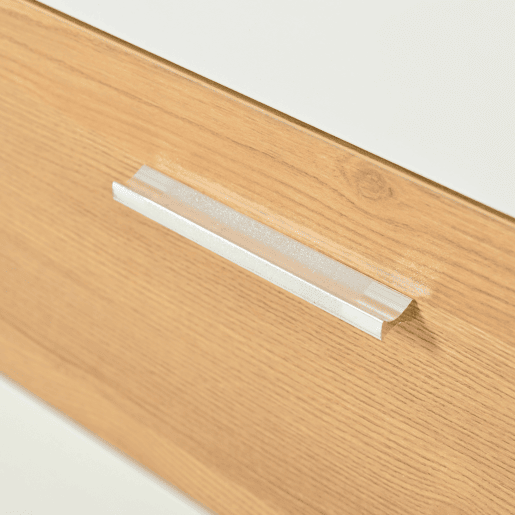 Aparador moderno 160x40x77cm - Com amplo espaço de armazenamento, iluminação LED, 2 portas, 4 gavetas, prateleira de vidro - Natural