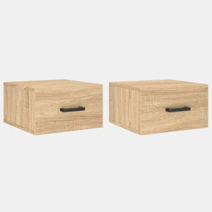 Lote de 2 Mesas De Cabeceira parede - Mesinhas De Cabeceira 35x35x20 cm cor carvalho sonoma