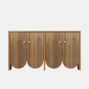 Aparador elegante 147x40x80 cm - 4 portas, prateleiras ajustáveis, puxadores de alumínio - Madeira