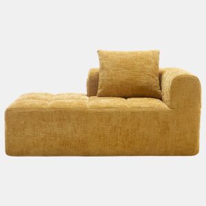 Sofá Chaiselongue confortável - Sem montagem, macio com almofadas e bolsos laterais - Amarelo