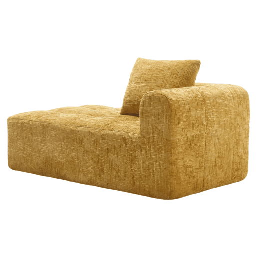 Sofá Chaiselongue confortável - Sem montagem, macio com almofadas e bolsos laterais - Amarelo