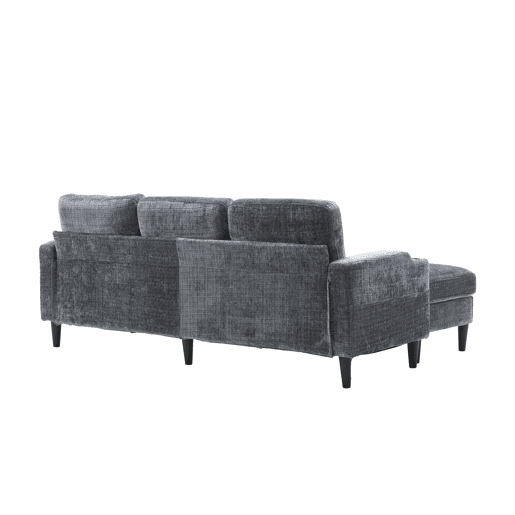 Sofá elegante de 4 lugares - com banqueta, arrumação, apoios de braços confortáveis, porta-copos, bolsos laterais, pés de plástico resistentes, estofado em veludo - Cinza