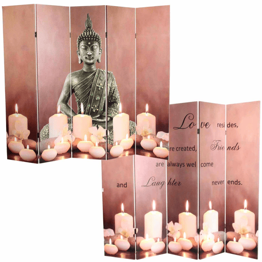 Divisória de ambientes com 5 painéis e design de Buda em LED com temporizador 180x200 cm 15 LEDs 04_0008630