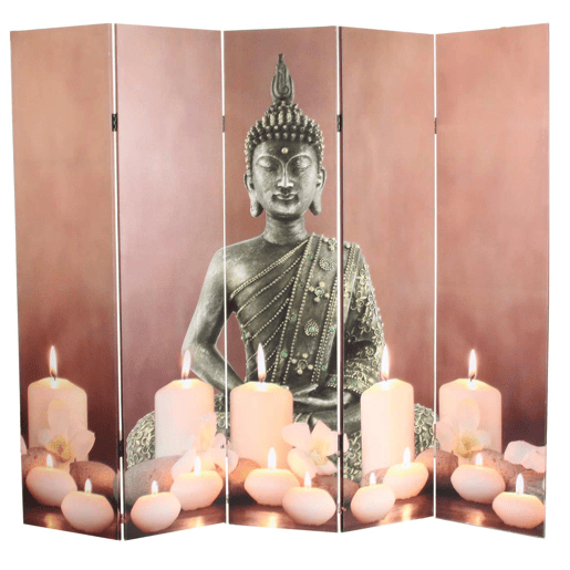 Divisória de ambientes com 5 painéis e design de Buda em LED com temporizador 180x200 cm 15 LEDs 04_0008630