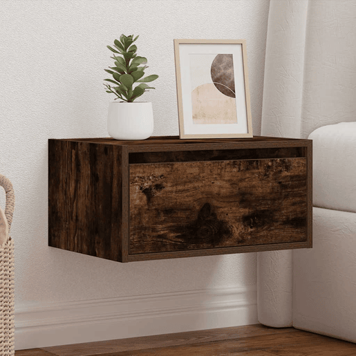 Mesa De Cabeceira De Parede Mesinha De Cabeceira - com luzes LED carvalho fumado