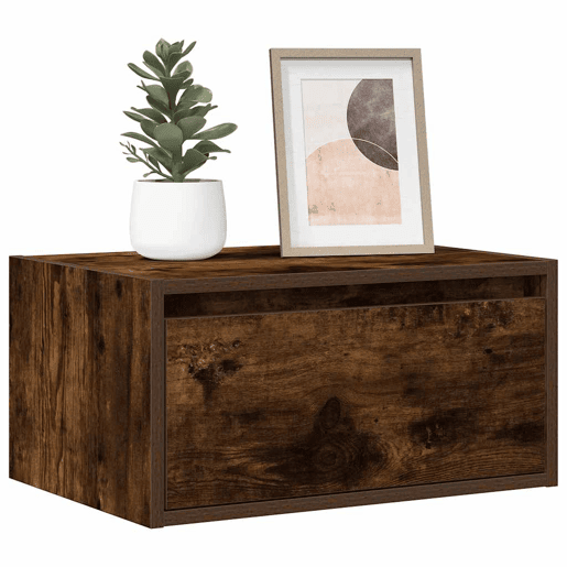 Mesa De Cabeceira De Parede Mesinha De Cabeceira - com luzes LED carvalho fumado