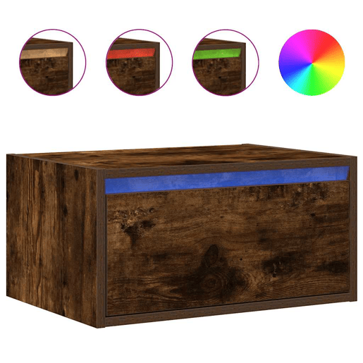 Mesa De Cabeceira De Parede Mesinha De Cabeceira - com luzes LED carvalho fumado