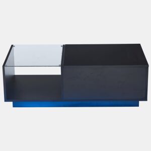 Mesa de café elevável 50x100x(33-46,5) cm - Mesa de sala com arrumação oculta, design de alto brilho, com LED
