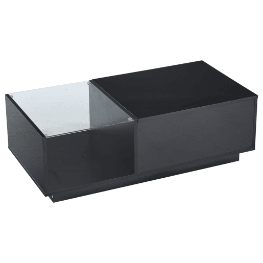 Mesa de café elevável 50x100x(33-46,5) cm - Mesa de sala com arrumação oculta, design de alto brilho, com LED