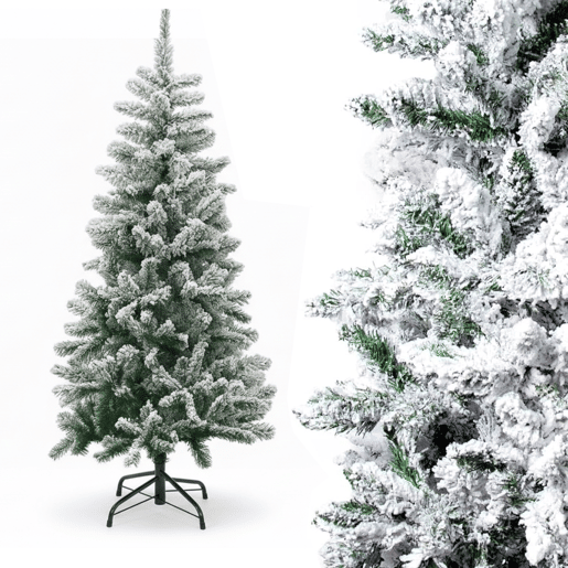 Árvore de Natal artificial luxuosa de 150 cm com efeito de neve premium, galhos frondosos de PVC