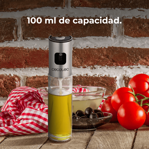 Cecotec Pulverizador de óleo em vidro e aço inoxidável 304 com uma capacidade de 100 ml. Cecotec Pulverizador de óleo em vidro e aço inoxidável 304 com uma capacidade de 100 ml.