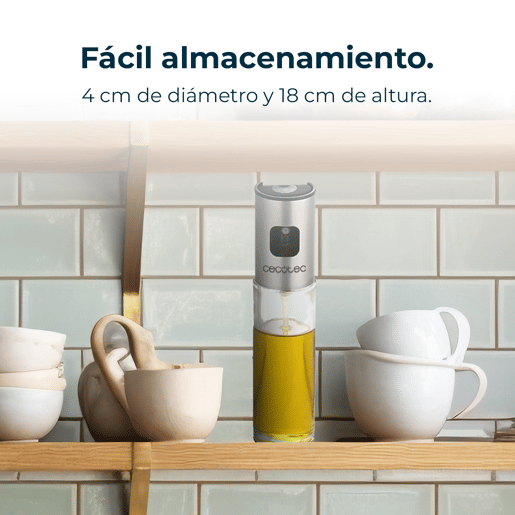 Cecotec Pulverizador de óleo em vidro e aço inoxidável 304 com uma capacidade de 100 ml. Cecotec Pulverizador de óleo em vidro e aço inoxidável 304 com uma capacidade de 100 ml.