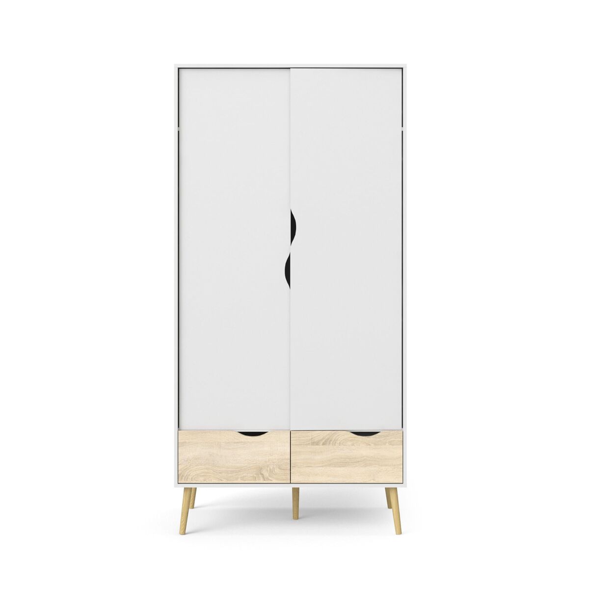Armario 2 puertas, 2 cajones blanco y roble decorativo l98,7 cm - billund