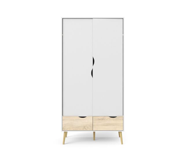 Armario 2 puertas, 2 cajones blanco y roble decorativo l98,7 cm - billund