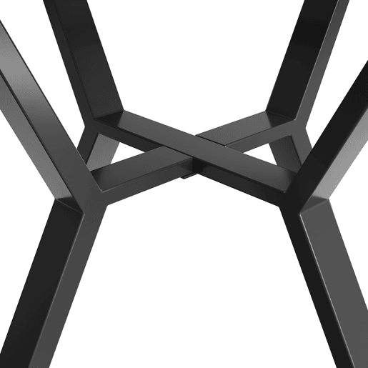 Mesa de jantar redonda 1 m - Mesa de mármore moderna e simples com suporte metálico em forma de X - Preta+Branca