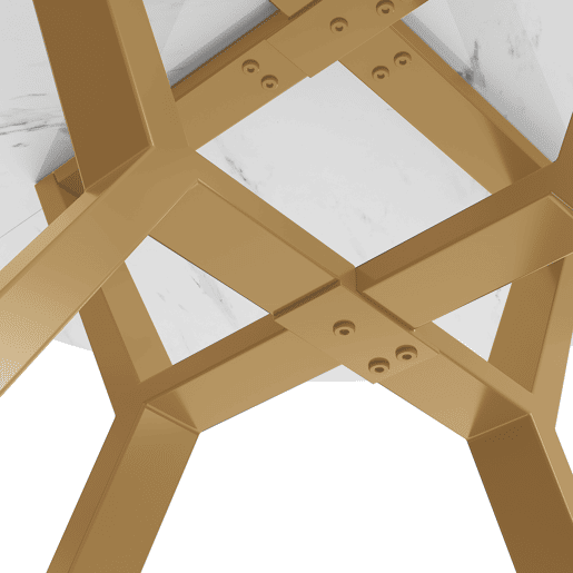 Mesa redonda de mármore 100 cm - mesa de jantar moderna e simples, base em forma de X, suporte metálico - dourado